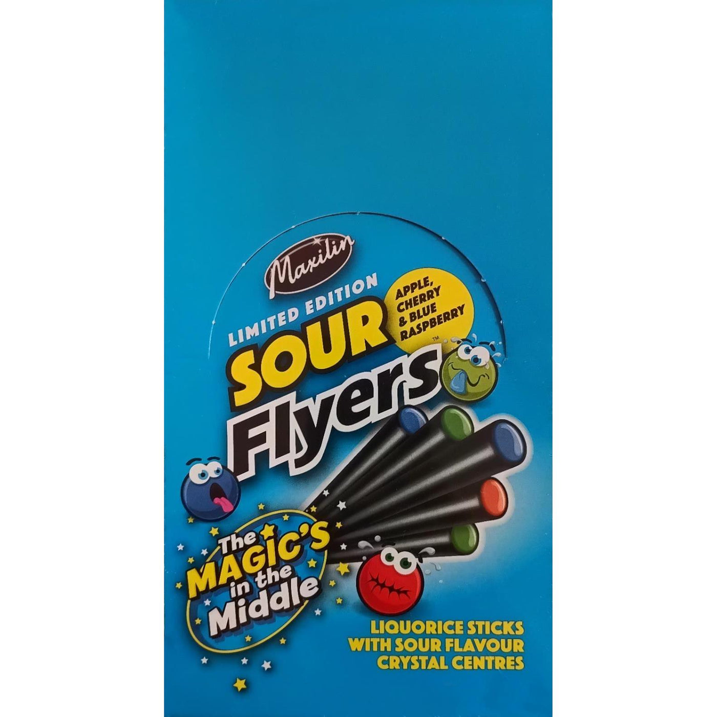Maxilin Sour Flyers – Liquorice Tubes With Sour Fruity Sherbet Crystals