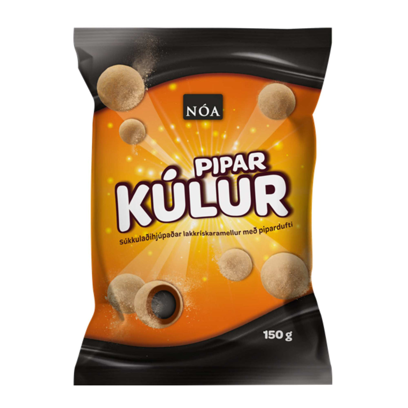 Nóa Pipar Lakkrís Kúlur – Chocolate Coated Liquorice Caramels (150g)