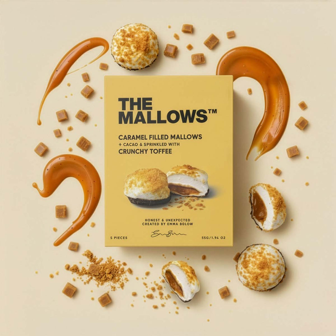 Caramel Filled Mallows - With Cacao & Crunchy Toffee. (5x 11g)