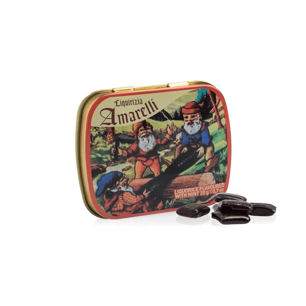 Amarelli Favette 20g 'Nanetti' Tin - Italian Pure Liquorice Flavoured With Mint