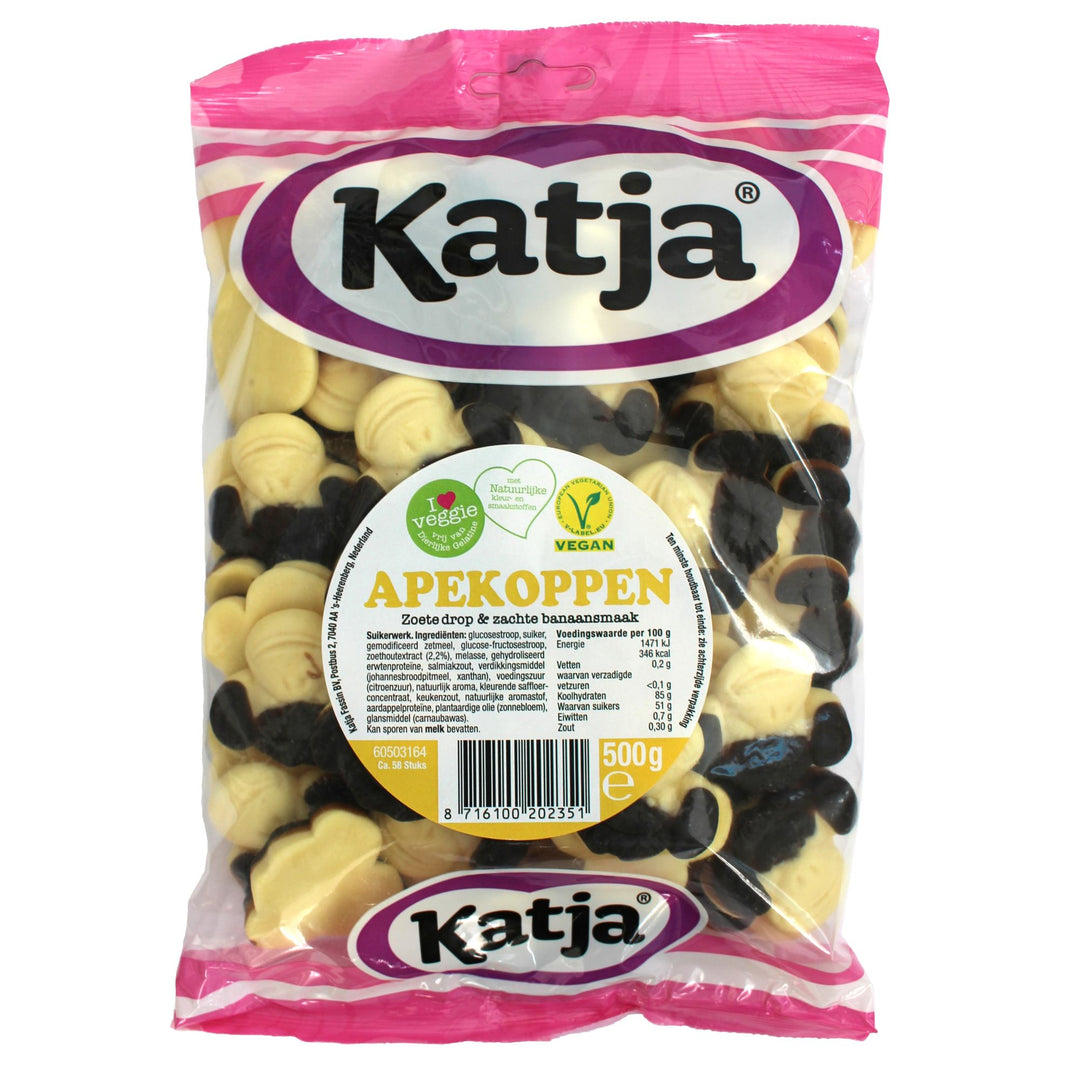 Apekoppen – Dutch Foam Ape (Monkey) Head Shaped Banana and Liquorice Sweets-Liquorice Heaven