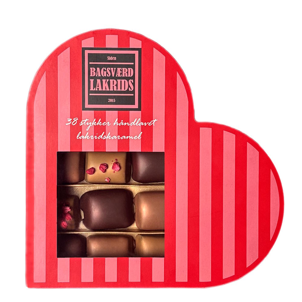 Bagsværd Lakrids Heart Gift Box - 38 Chocolate Coated Liquorice Caramels (380g)