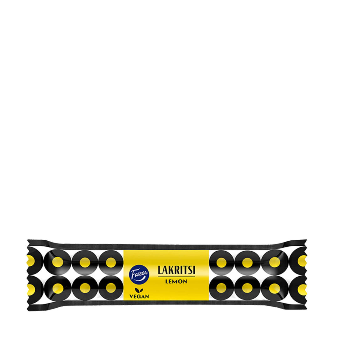 Fazer Lakritsi Lemon Fondant Filled Vegan Black Liquorice Stick (20g)