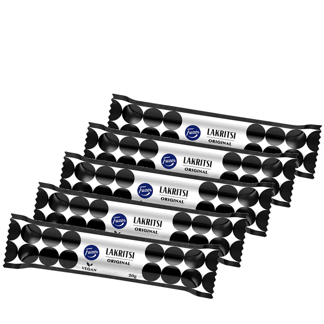 5x Fazer Lakritsi Original - Vegan Black Liquorice Stick (20g)