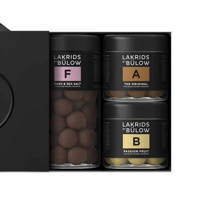 Lakrids FAB Giftbox - F (Dark Chocolate) & A (Original) & B (Passion Fruit)