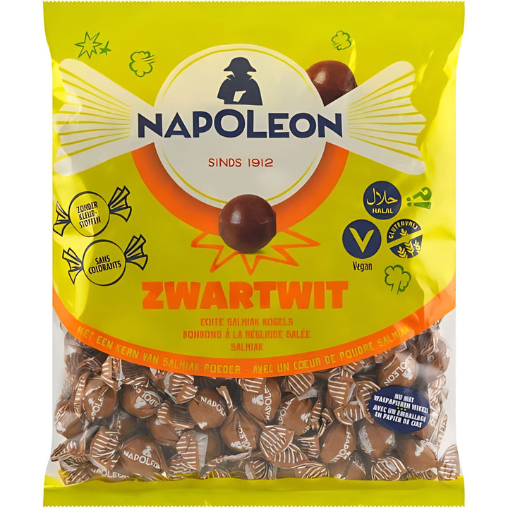 Napoleon Zwartwit Kogels – Hard Boiled Liquorice With a Salmiak Powder Core