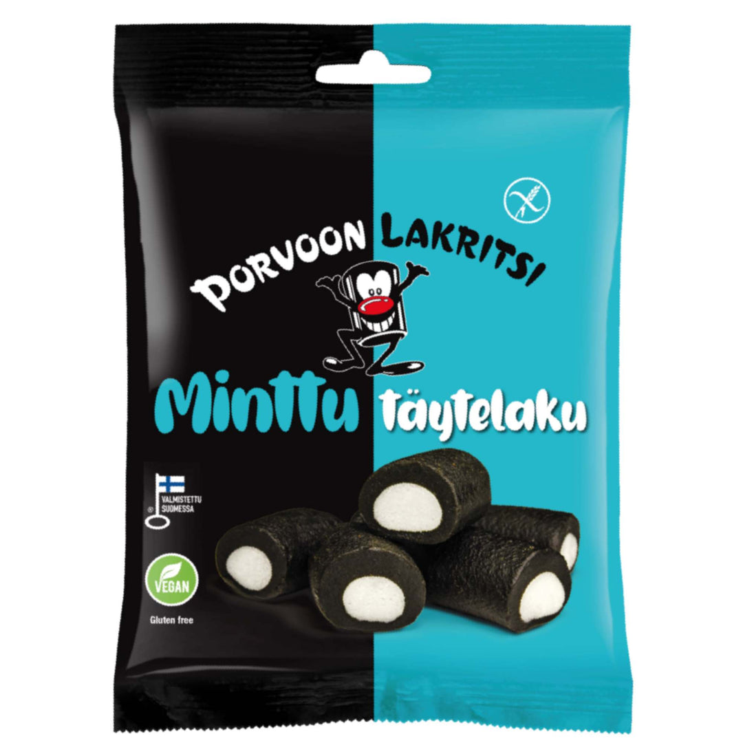 Porvoon Lakritsi Minttu - Mint Filled Sweet Black Liquorice - 150g