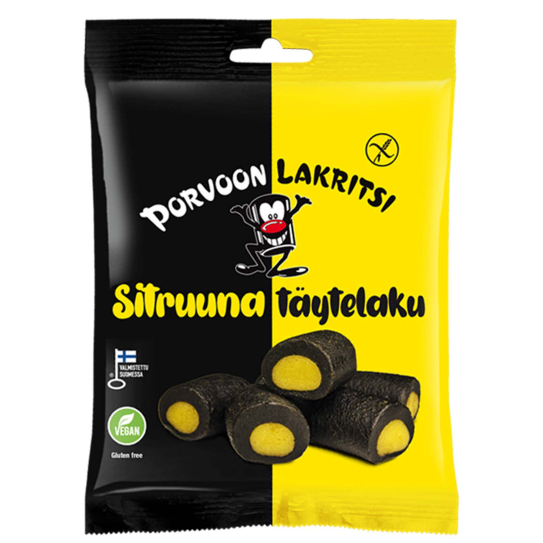 Porvoon Lakritsi Sitruuna- Lemon Filled Sweet Black Liquorice - 150g