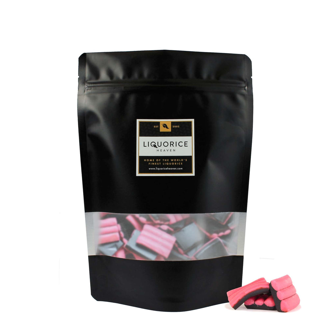 Porvoon Lakritsi Strawberry Flavoured Sweet Black Liquorice Stripes