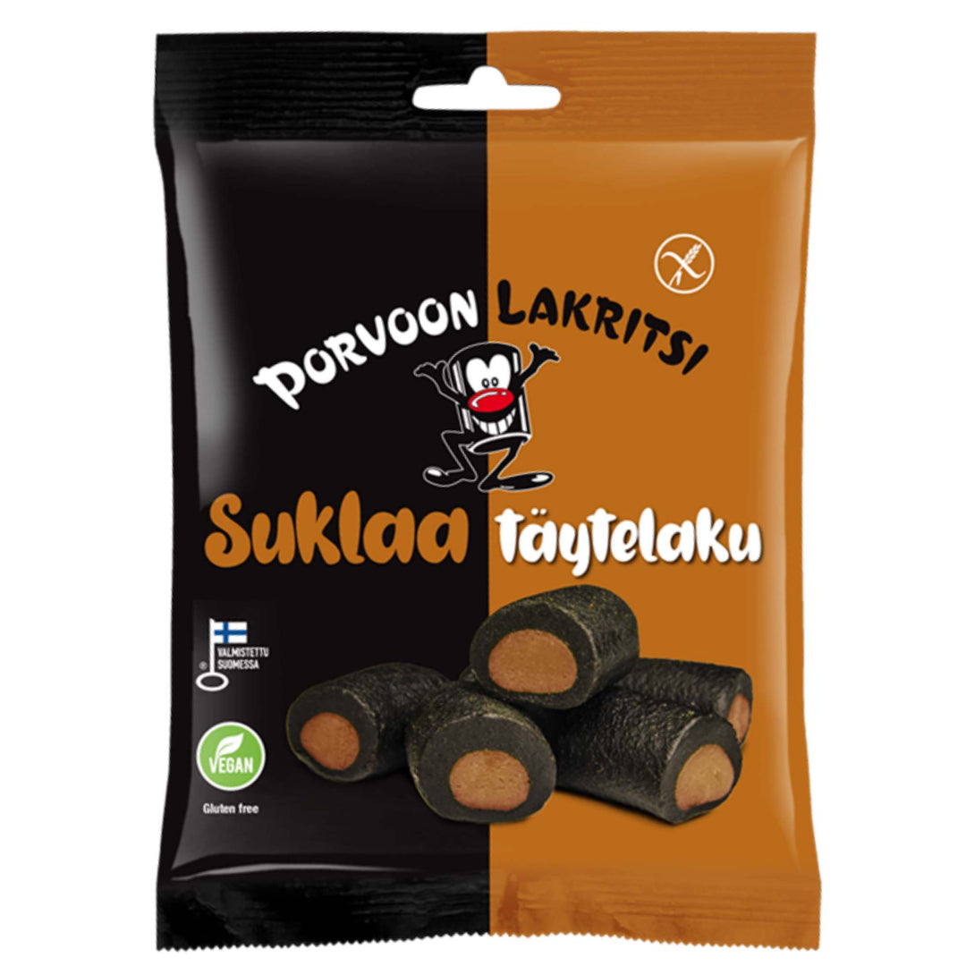 Porvoon Lakritsi Sukla - Chocolate Filled Sweet Black Liquorice - 150g
