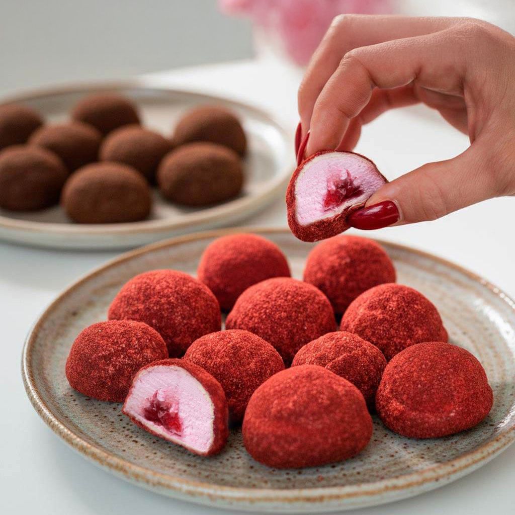 Strawberry Filled Mallows – With Rich Raspberry & Belgian White Choc (5x 16g)