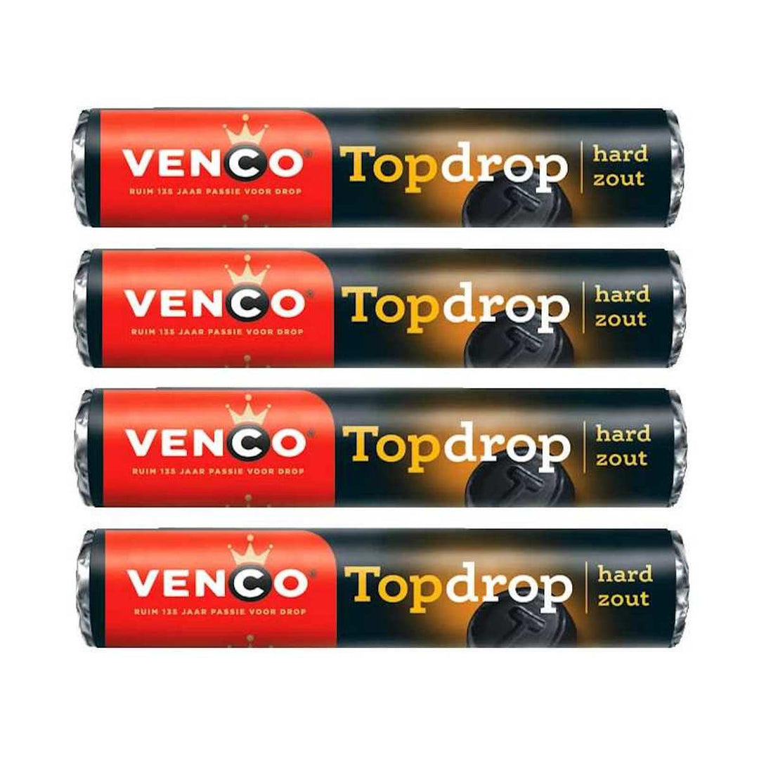 Venco Topdrop – Hard Salty Liquorice Rolls (Four Rolls)
