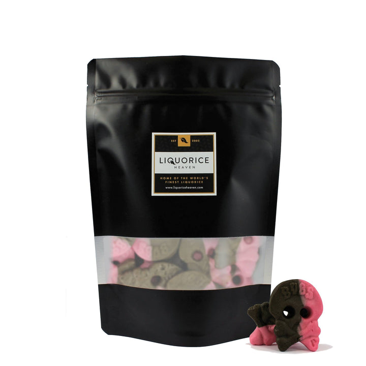 Bubs Hallon/Lakrits Skalle Skum - Raspberry & Liquorice Foam Skulls - 250g