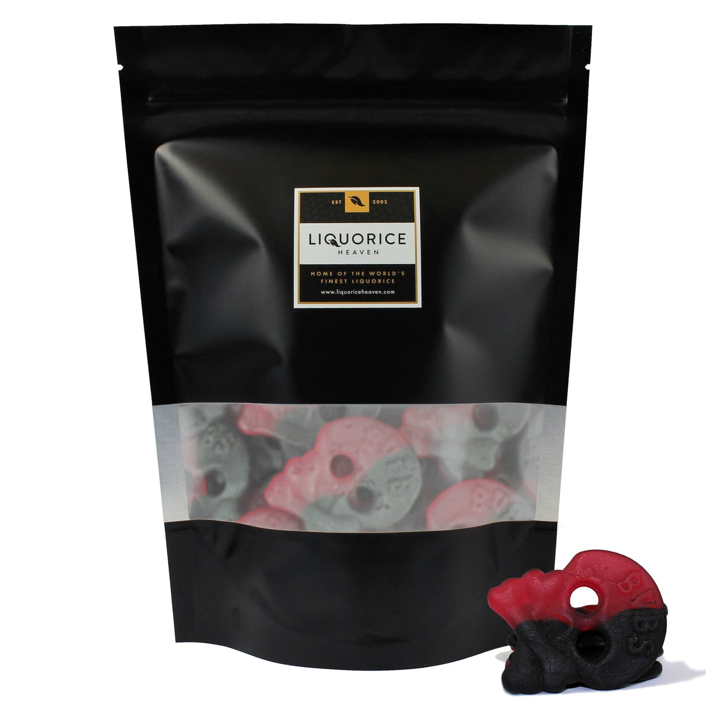 Bubs Hallon/Lakrits Skalle – Swedish Raspberry & Liquorice Skulls - 500g