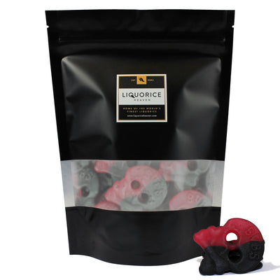 Bubs Hallon/Lakrits Skalle – Swedish Raspberry & Liquorice Skulls - 500g