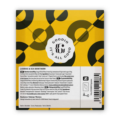 Goodio Organic Raw Chocolate With Liquorice & Sea Buckthorn - 48g