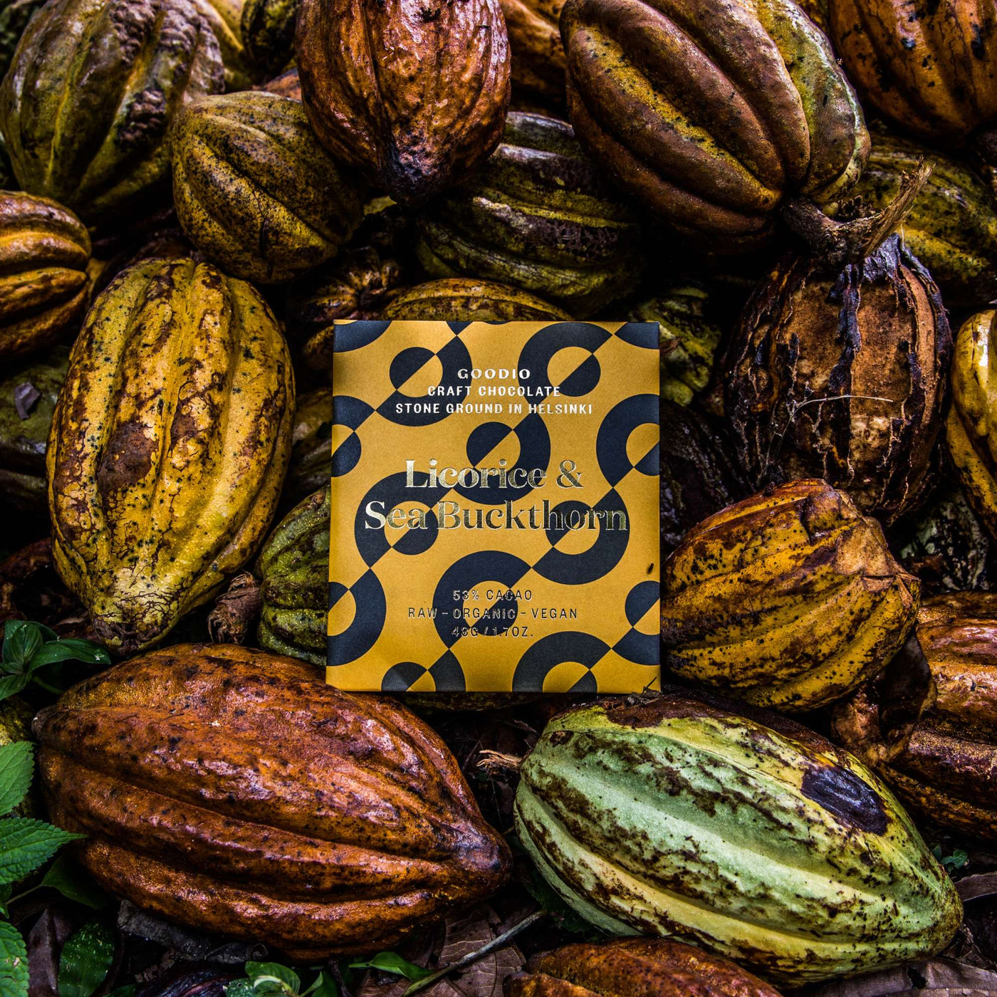 Goodio Organic Raw Chocolate With Liquorice & Sea Buckthorn - 48g