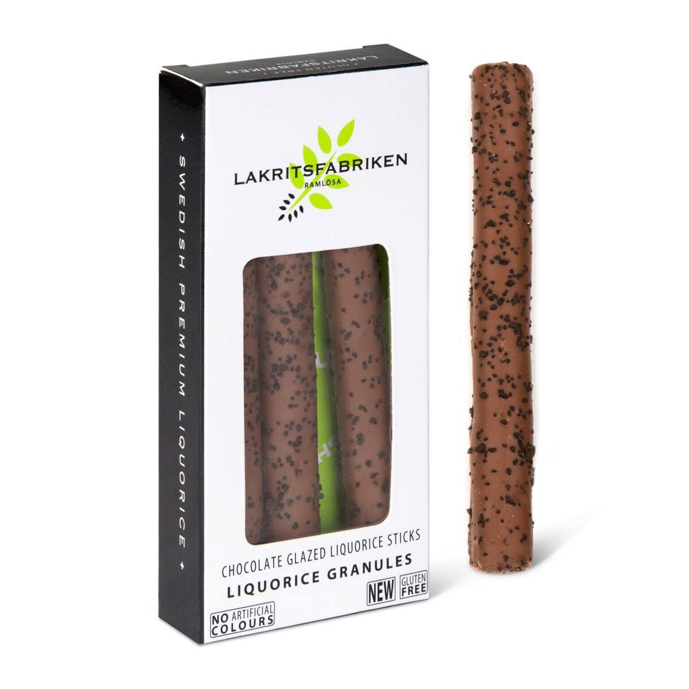 Lakritsfabriken Granules Sticks – Milk Chocolate Glazed Salt Liquorice