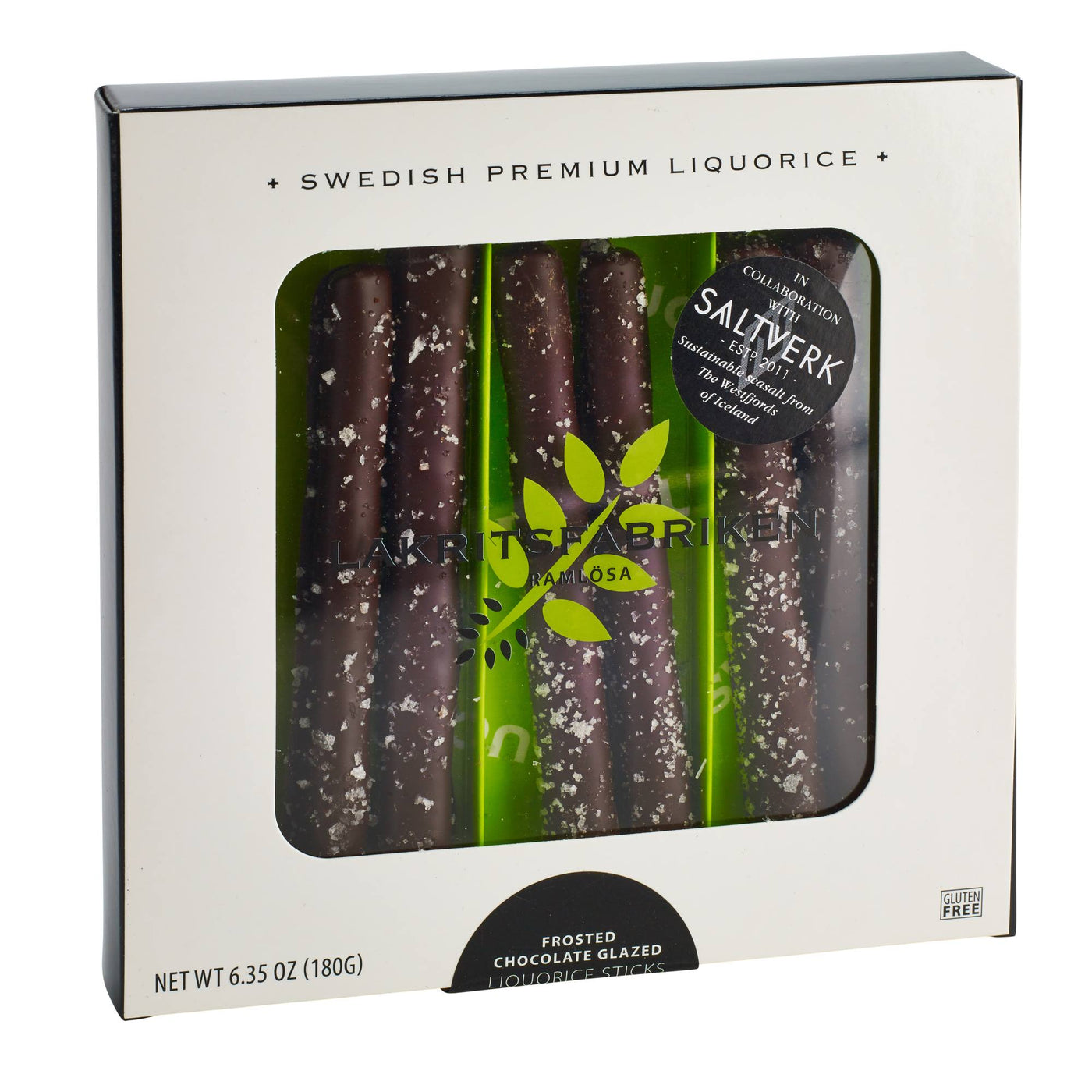 Lakritsfabriken Salt Frosted Sticks – Dark Chocolate Glazed Salt Liquorice - 180g