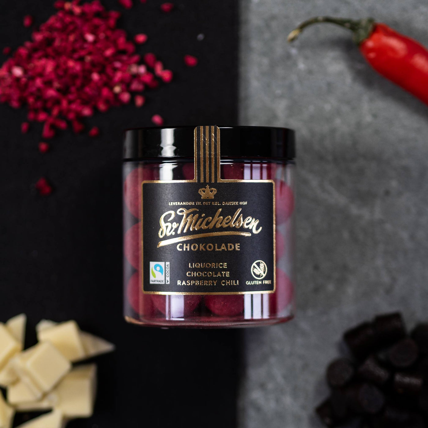 Sv. Michelsen - Liquorice Raspberry & Chili Chocolate balls - Danish Lakrids - dragee