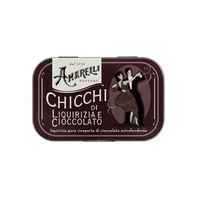 Amarelli Brown 40g Tin - Dark Chocolate Coated Liquorice Beans