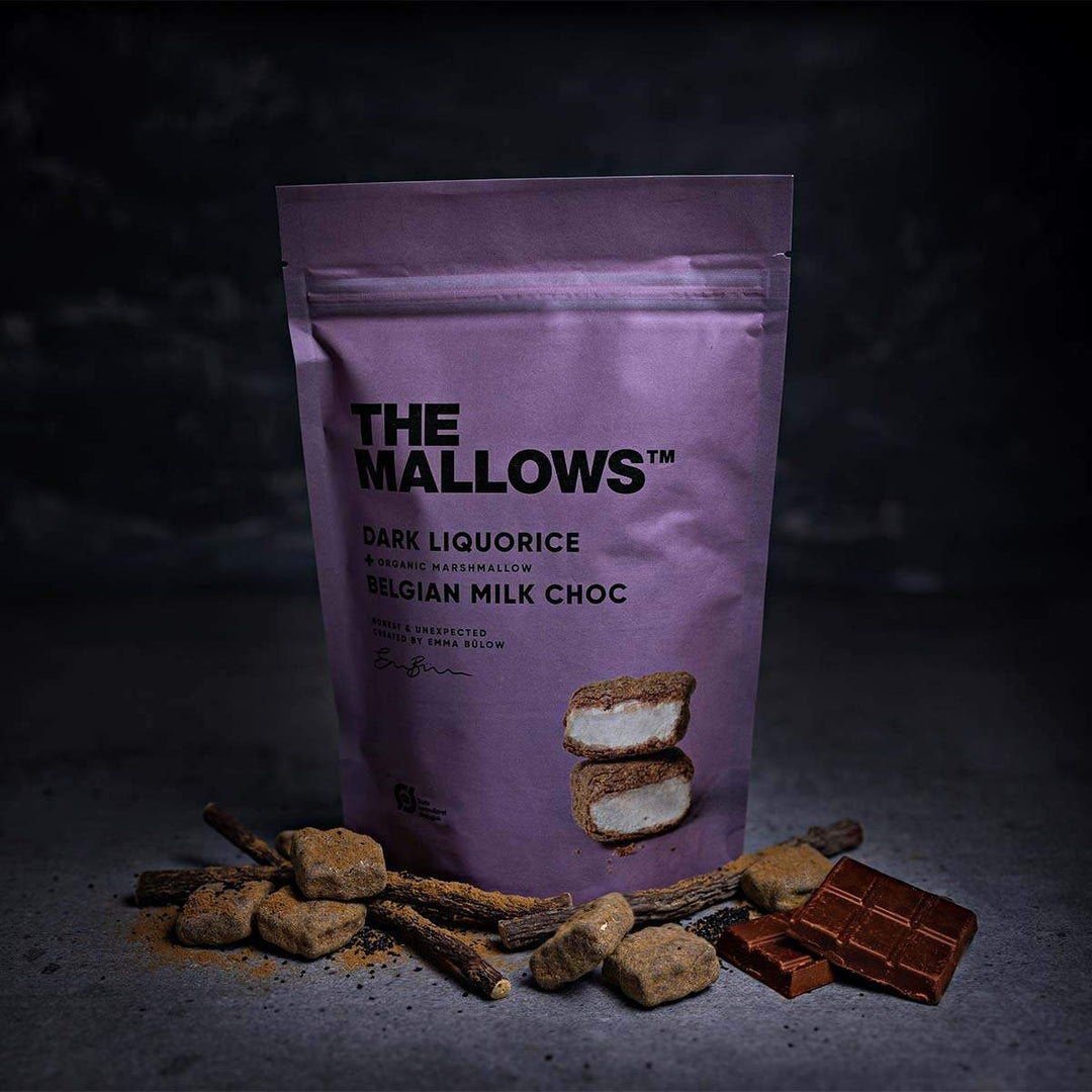 Dark Liquorice - Organic Marshmallow Coated With Liquorice & Belgian Milk Chocolate