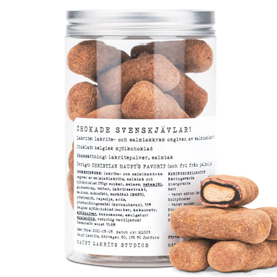 Haupt Lakrits Chokade Svenskjävlar (Chocolate Swedish Bastards) - Salty Swedish Liquorice covered in Belgian milk chocolate