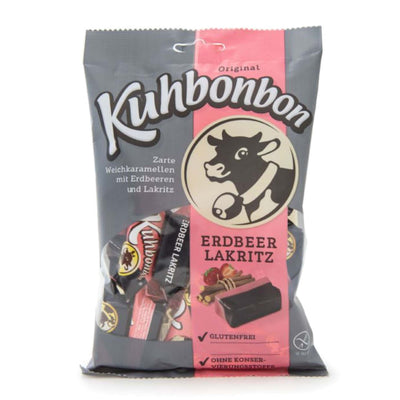 Kuhbonbon Erdbeer Lakritz - Liquorice & Strawberry Caramels - 200g bag