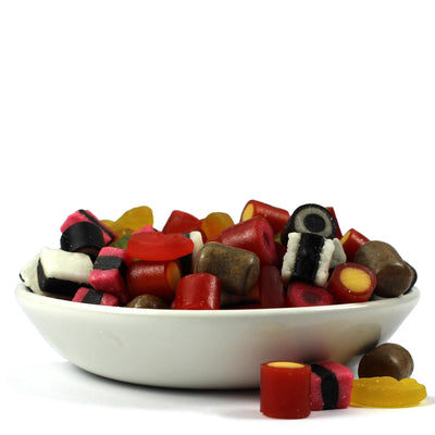 Toms Hit Mix – Mini Danish Liquorice, Wine Gums & Dragees. Danish Liquorice Allsorts