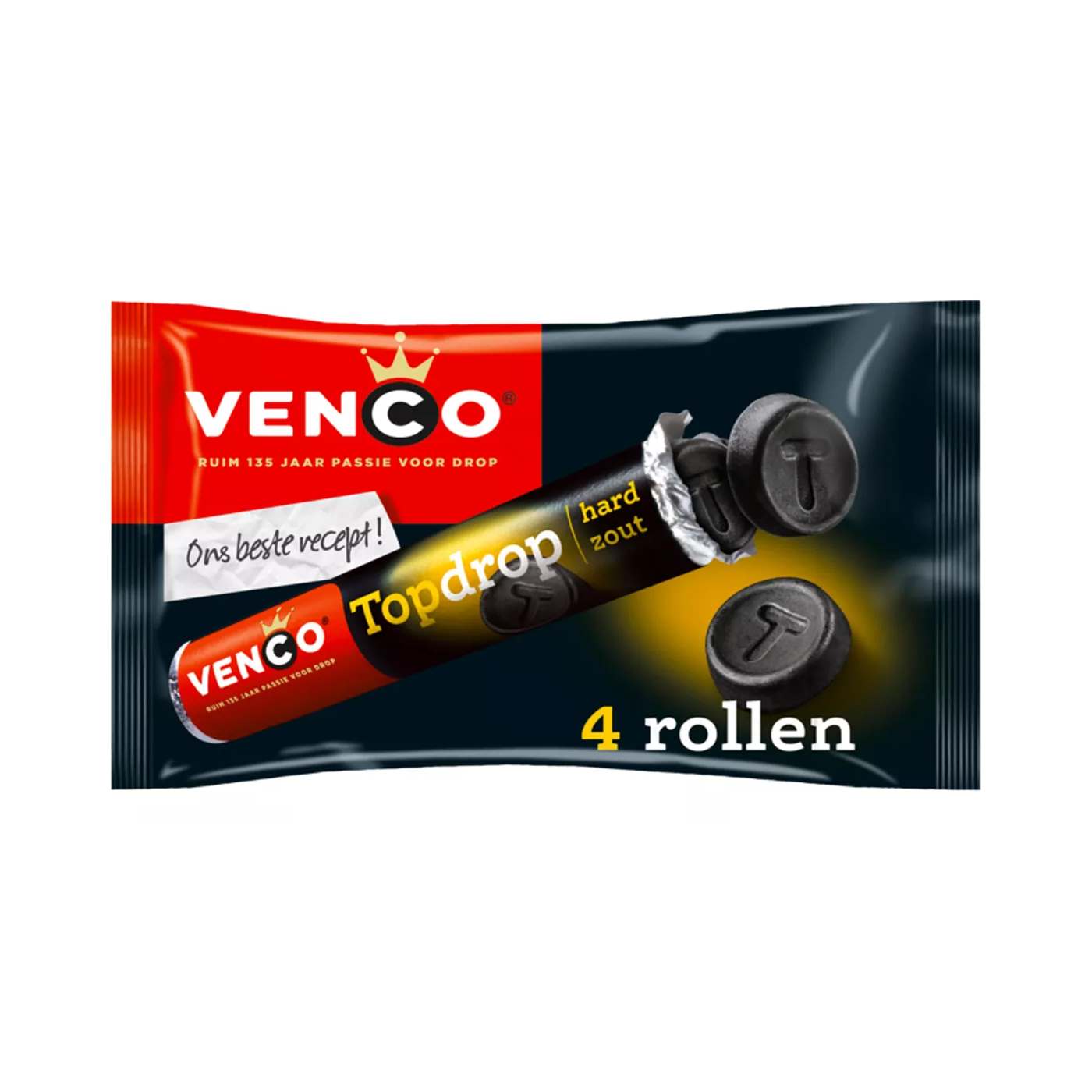 Venco Topdrop – Hard Salty Liquorice Rolls (Four Rolls)